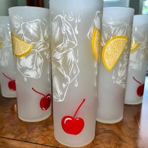 Vintage Tom Collins frosted glasses
